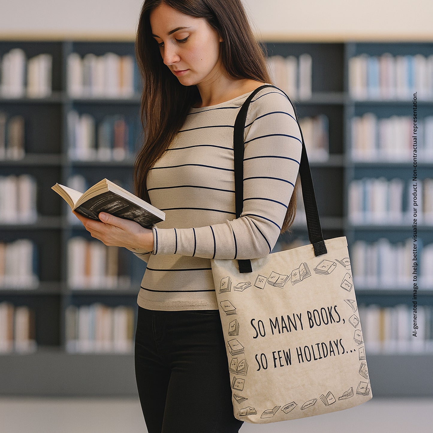 Tote bag avec poche intérieure - So many books