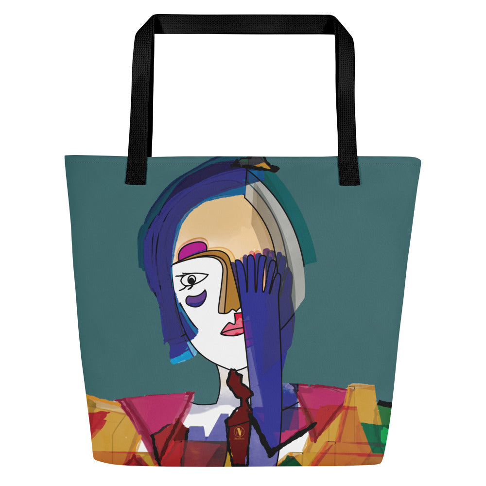Tote bag avec poche intérieure - La dame au gant bleu - Artyoti