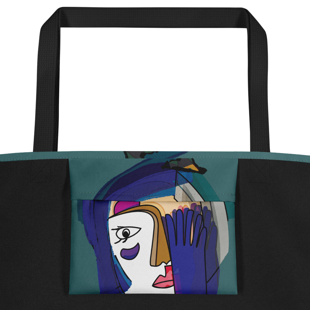 Tote bag avec poche intérieure - La dame au gant bleu - Artyoti