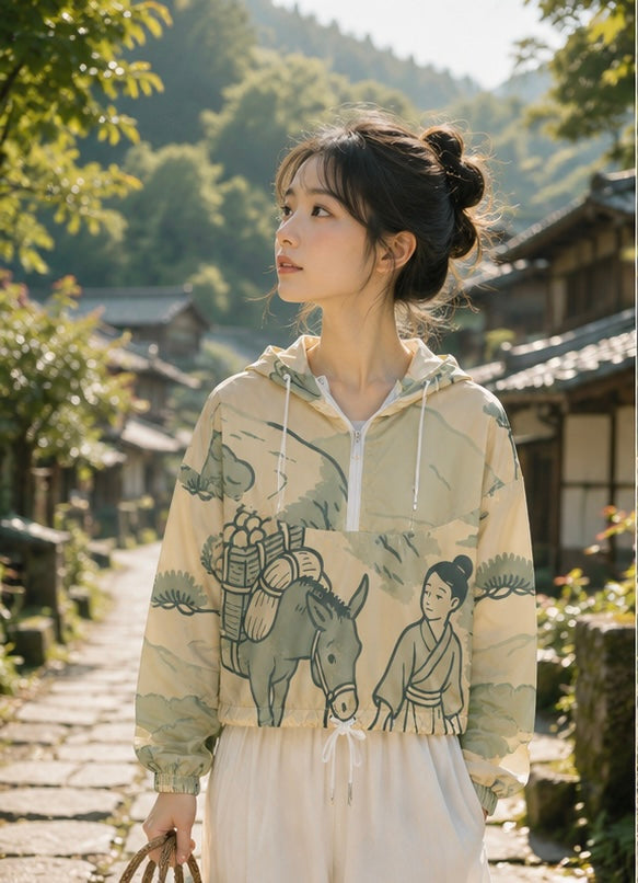 Women's designer windbreaker - The girl in the mountain