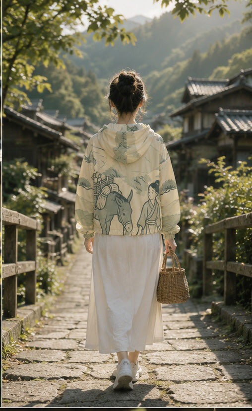Women's designer windbreaker - The girl in the mountain