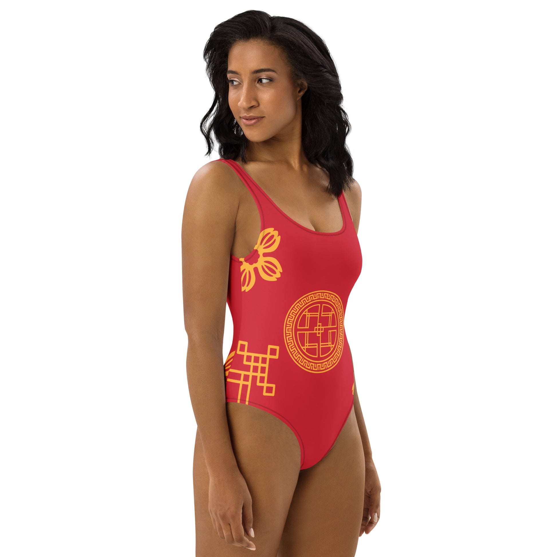 Maillot de Bain 1 Pièce chinois rouge et or - Artyoti 