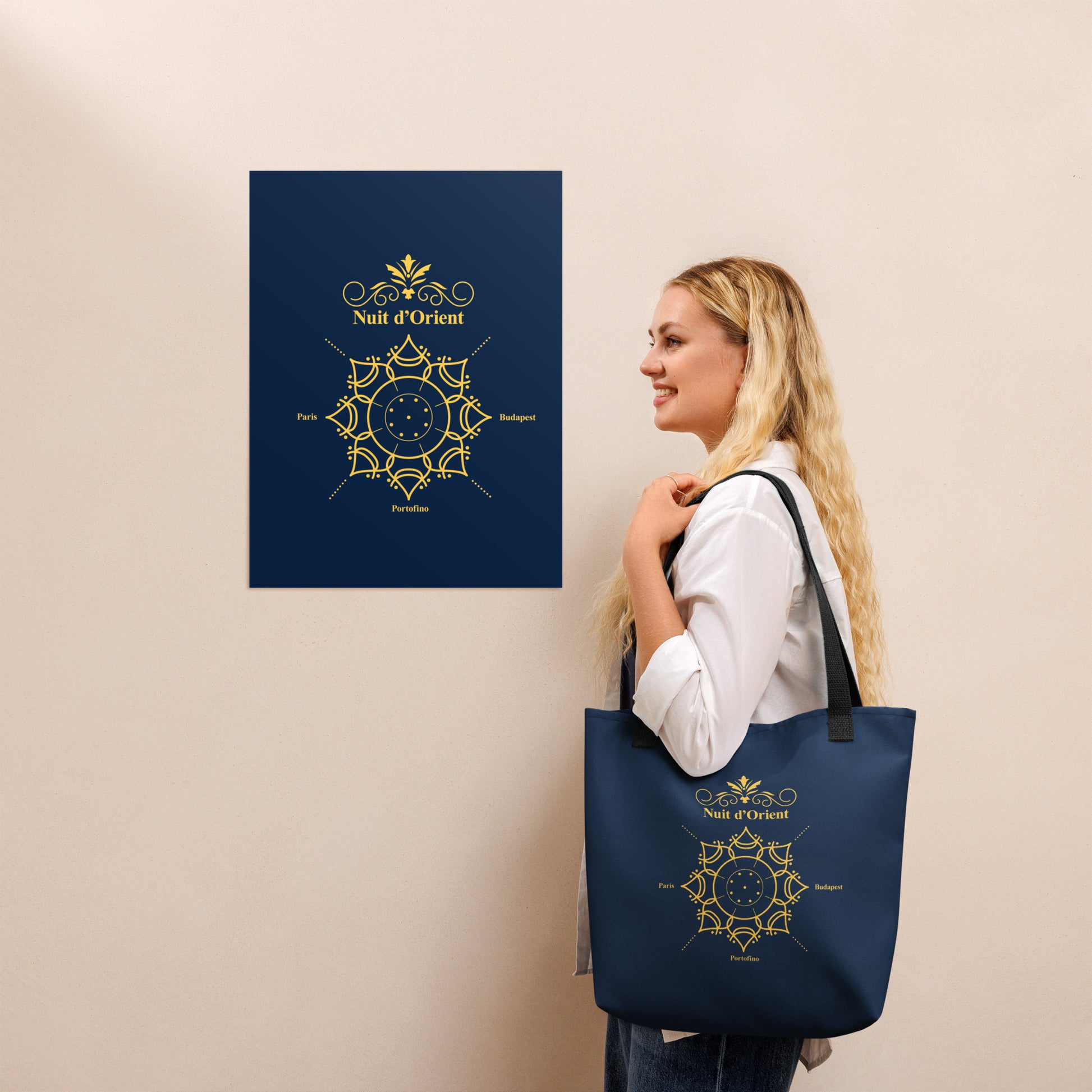 Sac fourre-tout rosace Bleu et or - Nuit d'Orient - Artyoti 