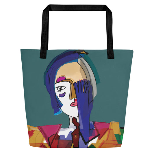 Tote bag avec poche intérieure - La dame au gant bleu - Artyoti 