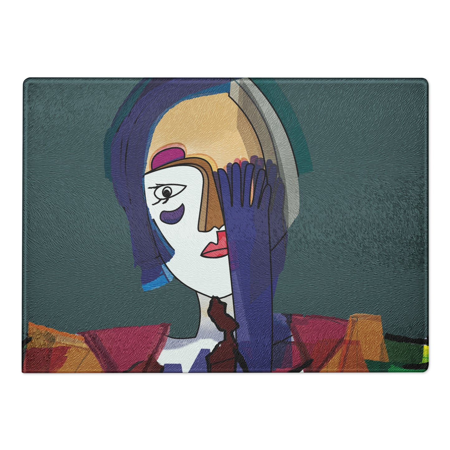 Glass Cutting Board - The Lady with the Blue Glove