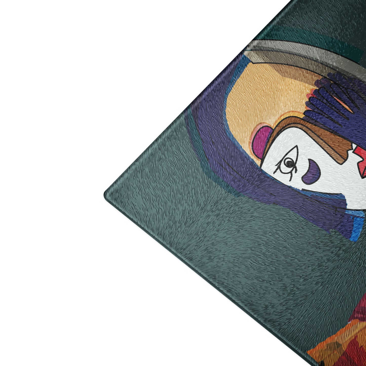 Glass Cutting Board - The Lady with the Blue Glove